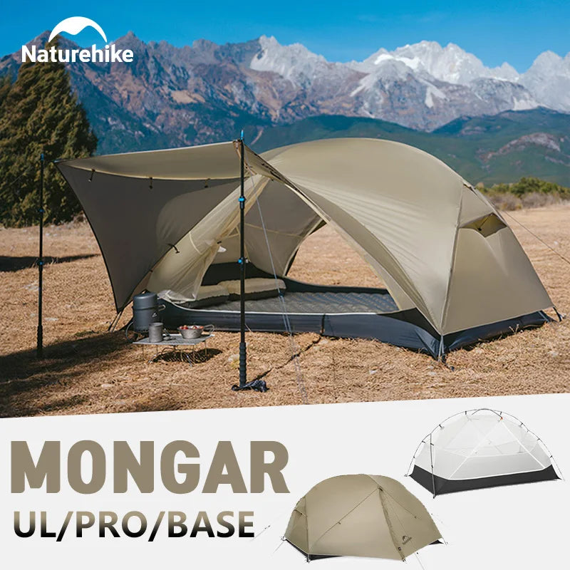 Naturehike Mongar 2 UL/PRO/Base Tent Camping 1-3 Person Tent Outdoor Travel 15D Waterproof Ultralight Backpacking Shelter Tent