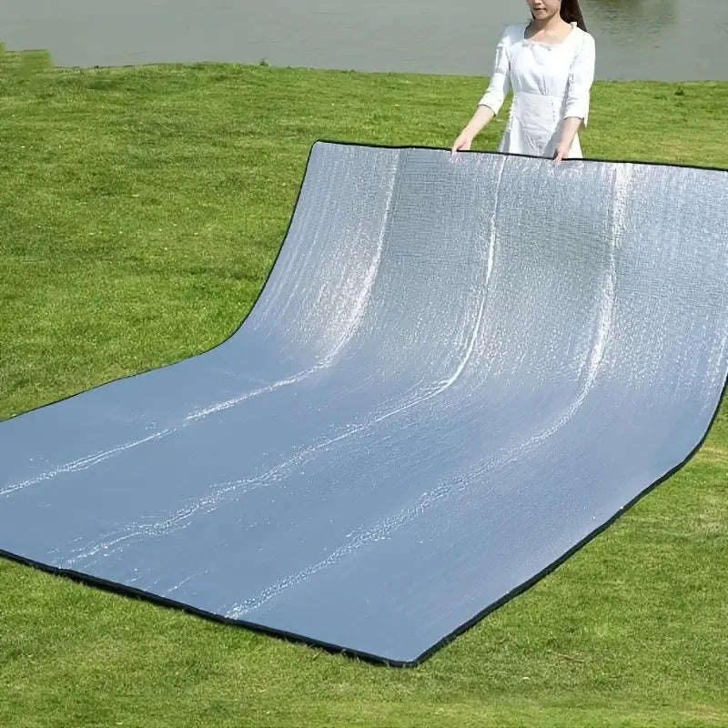 Camping Mat Foam Foil Blanket Aluminum Insulation Foam Foil Mat Sleeping Pad Thermal Outdoor Tent Footprint Reflecting Heat