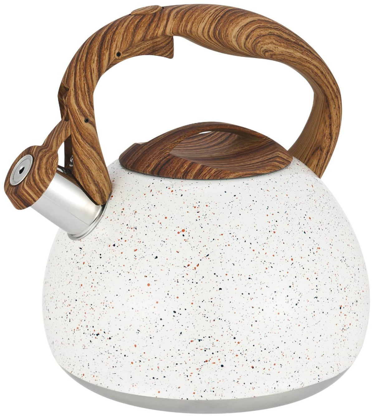 Elegant Stainless Steel Whistling Kettle with Wood Handle