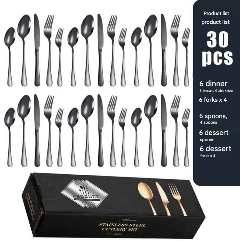 Elegant Black Stainless Cutlery Set