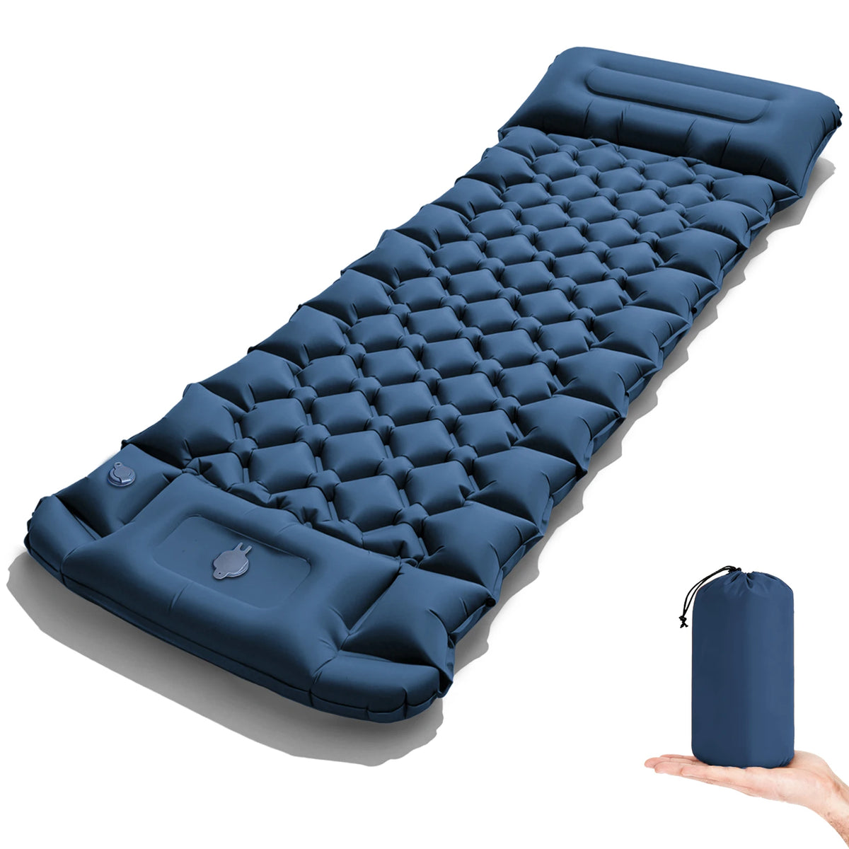 2026!Thicken Camping Mat Inflatable Mattress Sleeping Bed Tent Moisture-Proof Built-in Foot Pump Sleeping Pad with Pillow